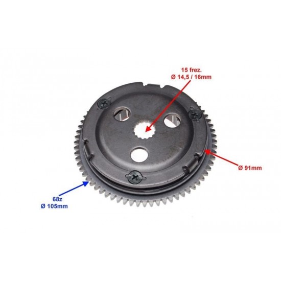 бендикс Yamaha 2JA / MBK / BOOSTER / JOG 90cc - 16mm комплект със зъбчатка - 68 зъба