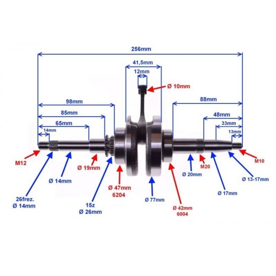 колянов вал Peugeot SPEEDFIGHT-3 50 4T / SYM ORBIT-2 50 4T