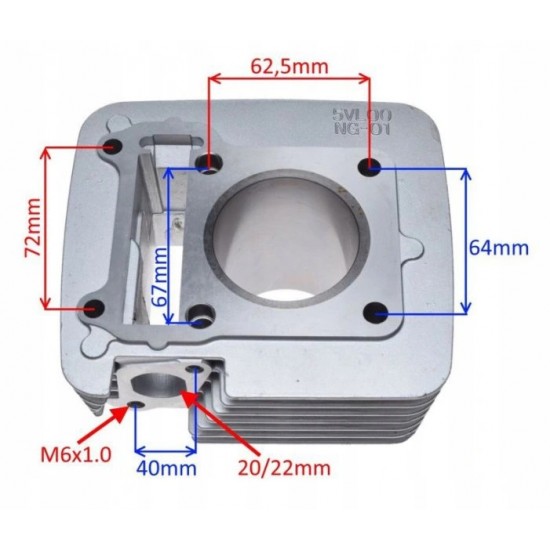 цилиндър к-т Yamaha YBR150 / TTR150 / XT150  - 57.40mm
