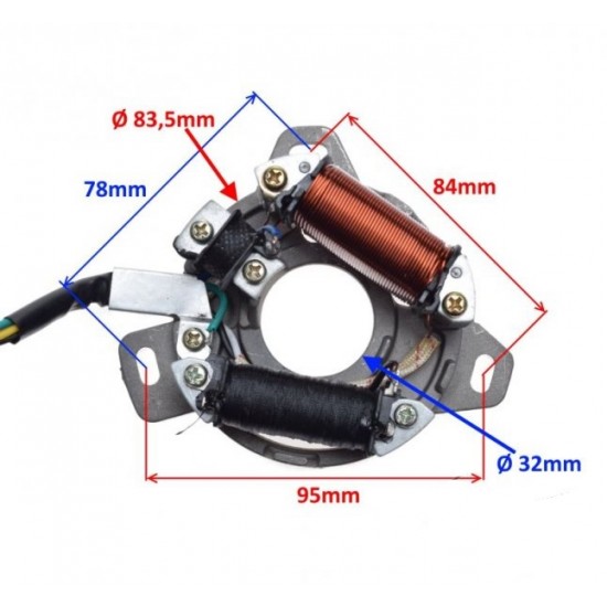 Статор Honda MTX MBX MT MB Ф-83.5 ( 2 бобини / 7 кабела)