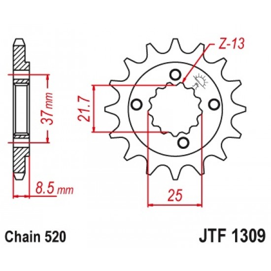 предна зъбчатка JTF1309