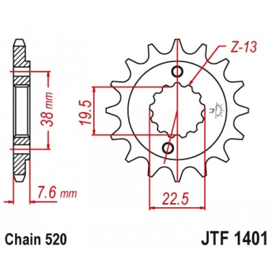 предна зъбчатка JTF1401