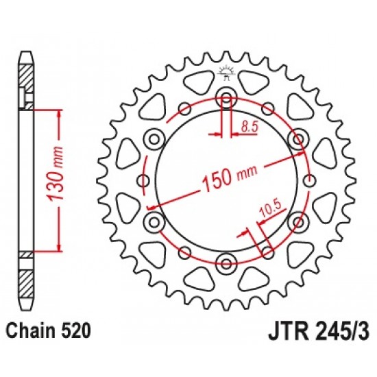 Задна зъбчатка JTR245/3