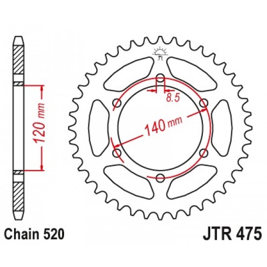 Задна зъбчатка JTR475