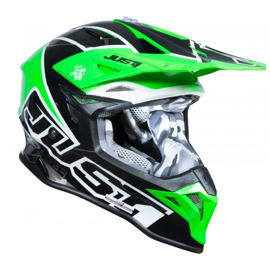 Кросова каска Just1 J39 THRUSTER black / green / fluo / white / gloss
