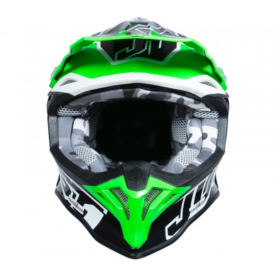 Кросова каска Just1 J39 THRUSTER black / green / fluo / white / gloss
