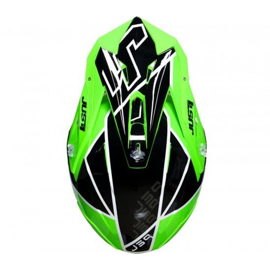Кросова каска Just1 J39 THRUSTER black / green / fluo / white / gloss